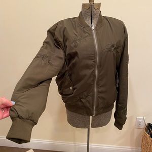 Satin and embroidered bomber style jacket.